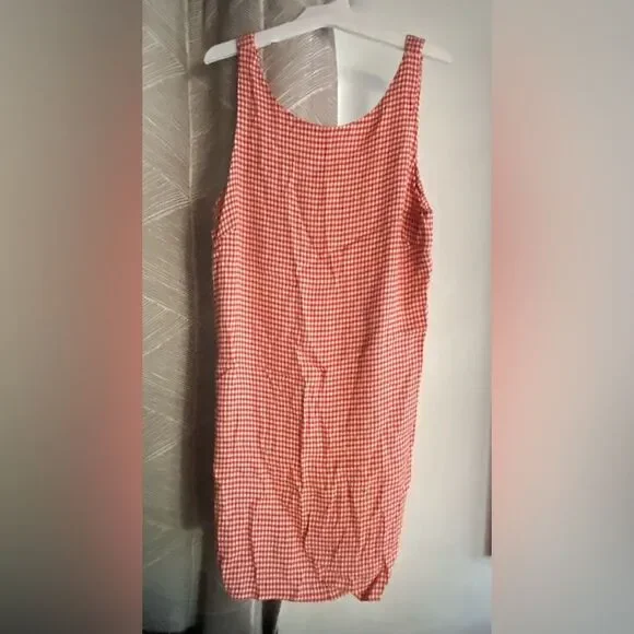 Reformation Rosemond Mini Dress Strawberry Check Cut Out Sz 12 - Picture 5 of 14